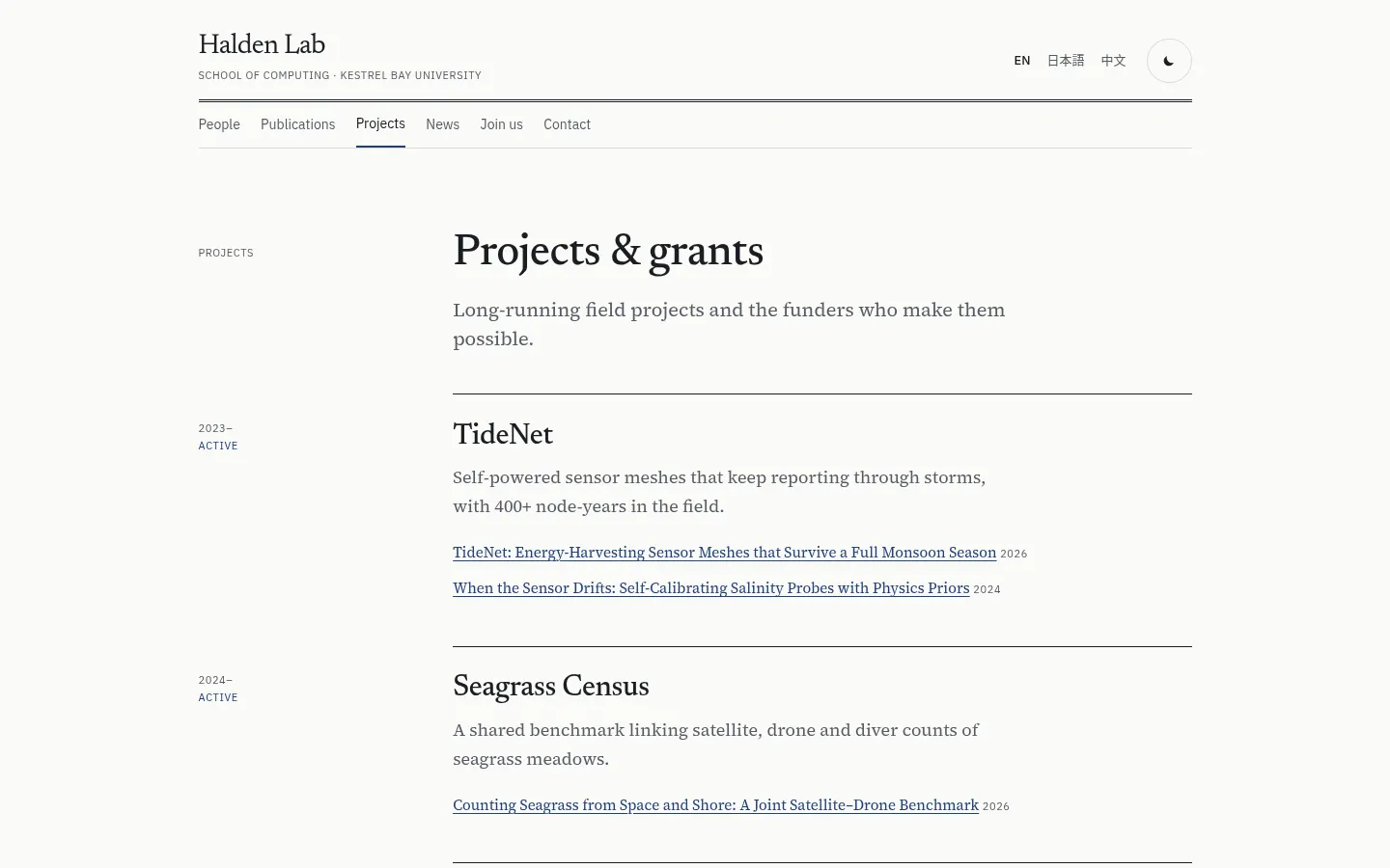 Projects & grants ledger